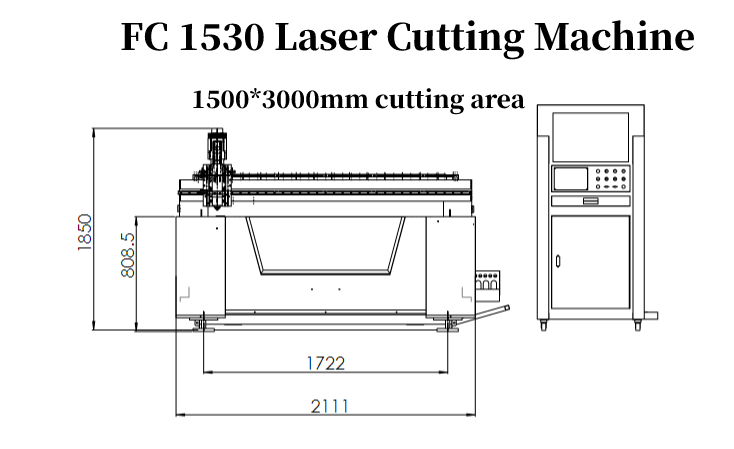 Kina Industrijska mašina za lasersko rezanje metala od aluminijuma 1kw 2kw